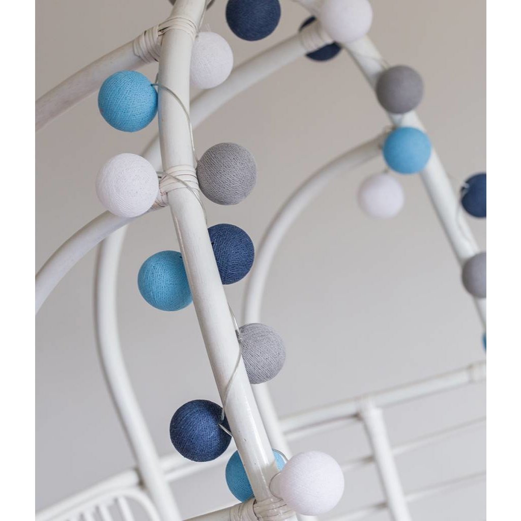 Cotton Ball Lights - Indoor regular Lichtslinger - Sailor Blue - 35 cotton balls