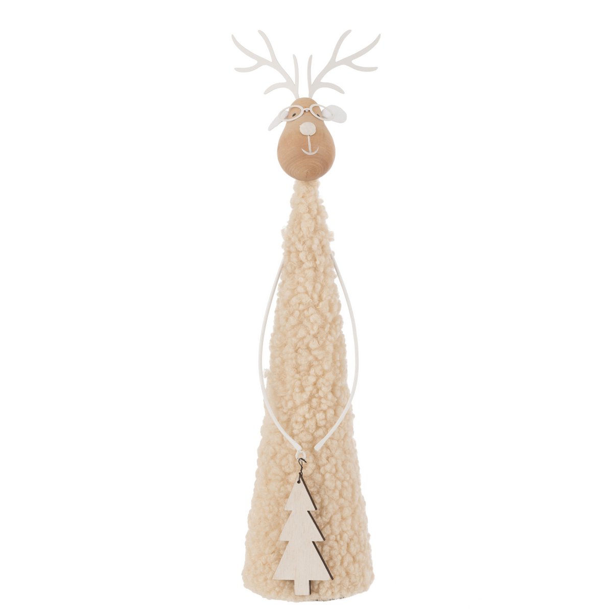 J-Line - Decoratief kerstfiguur 'Rendier' (Maat L, Beige)