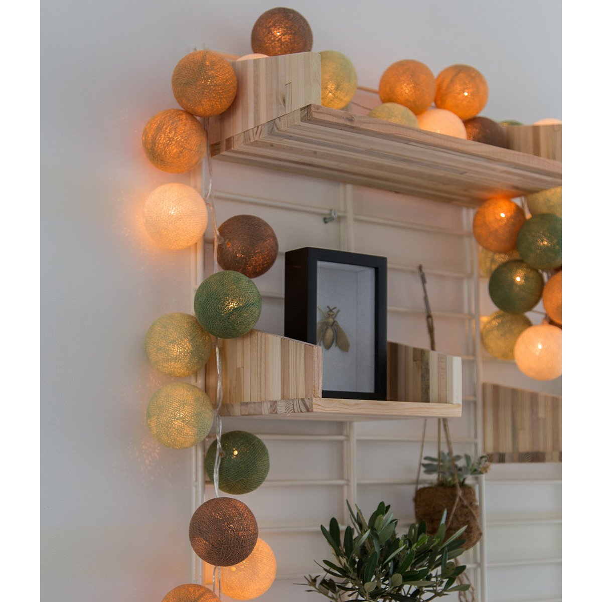 Cotton Ball Lights - Indoor regular Lichtslinger - Forest Green - 20 cotton balls