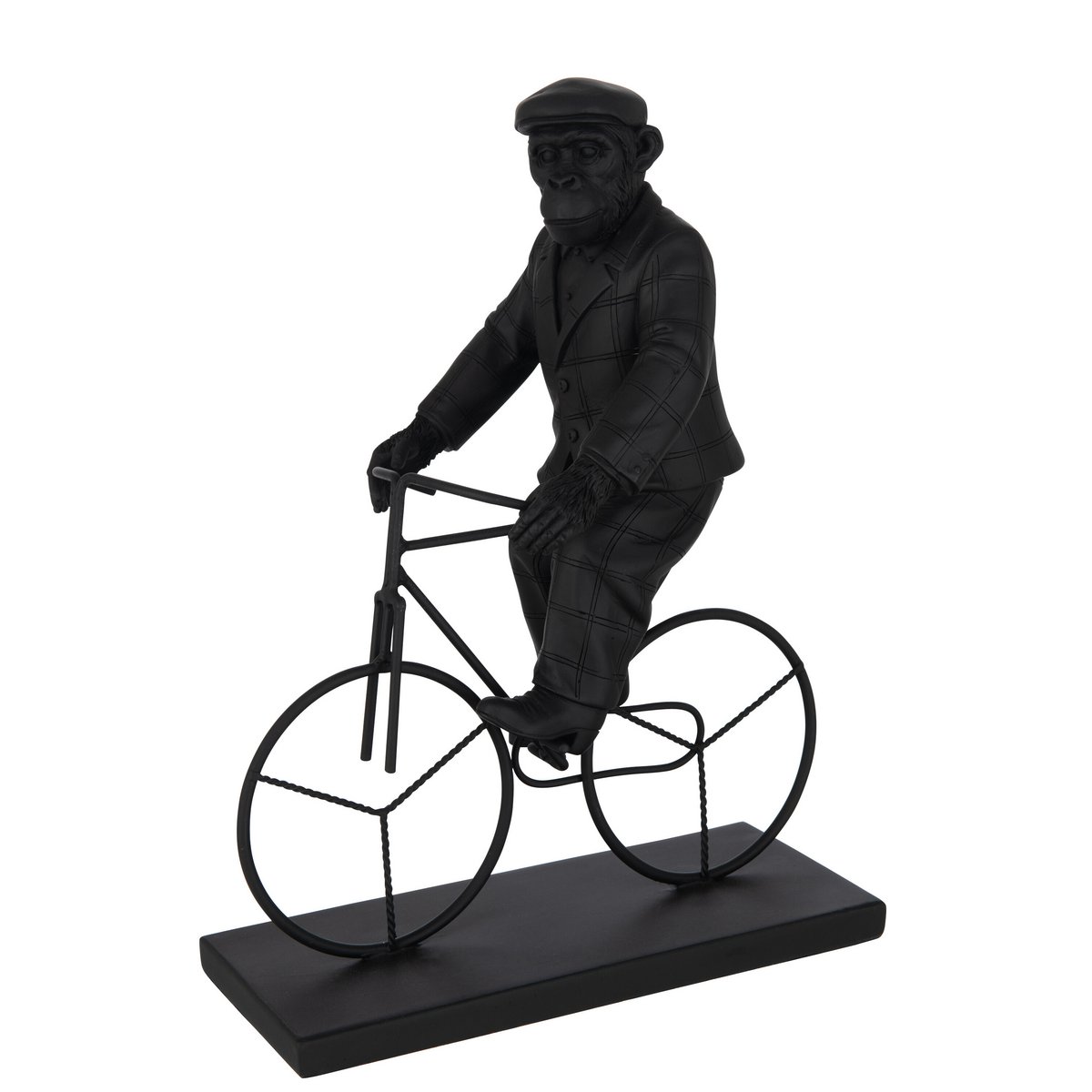 J-Line - Figuur Aap Fiets - Polyresin - Zwart - Large