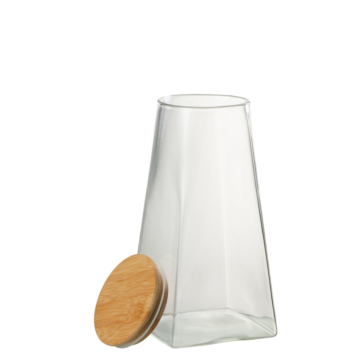 J-Line - Pot In Glas Mona Glas/Bamboo Transparant/Naturel