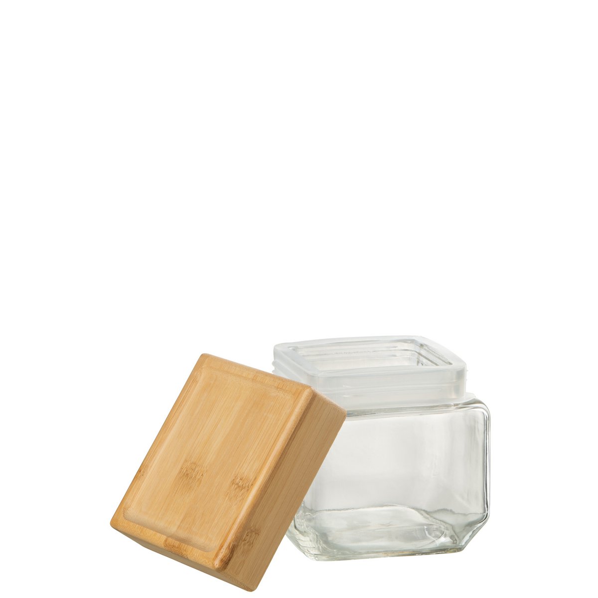 J-Line - Pot In Glas Brad Glas/Bamboo Transparant/Naturel Small