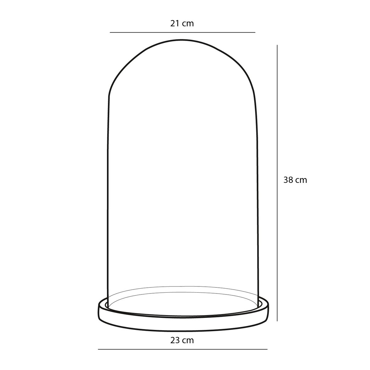 Mica Decorations - Hella Glazen Stolp - H38 x Ø23 cm - Transparant, Zwart