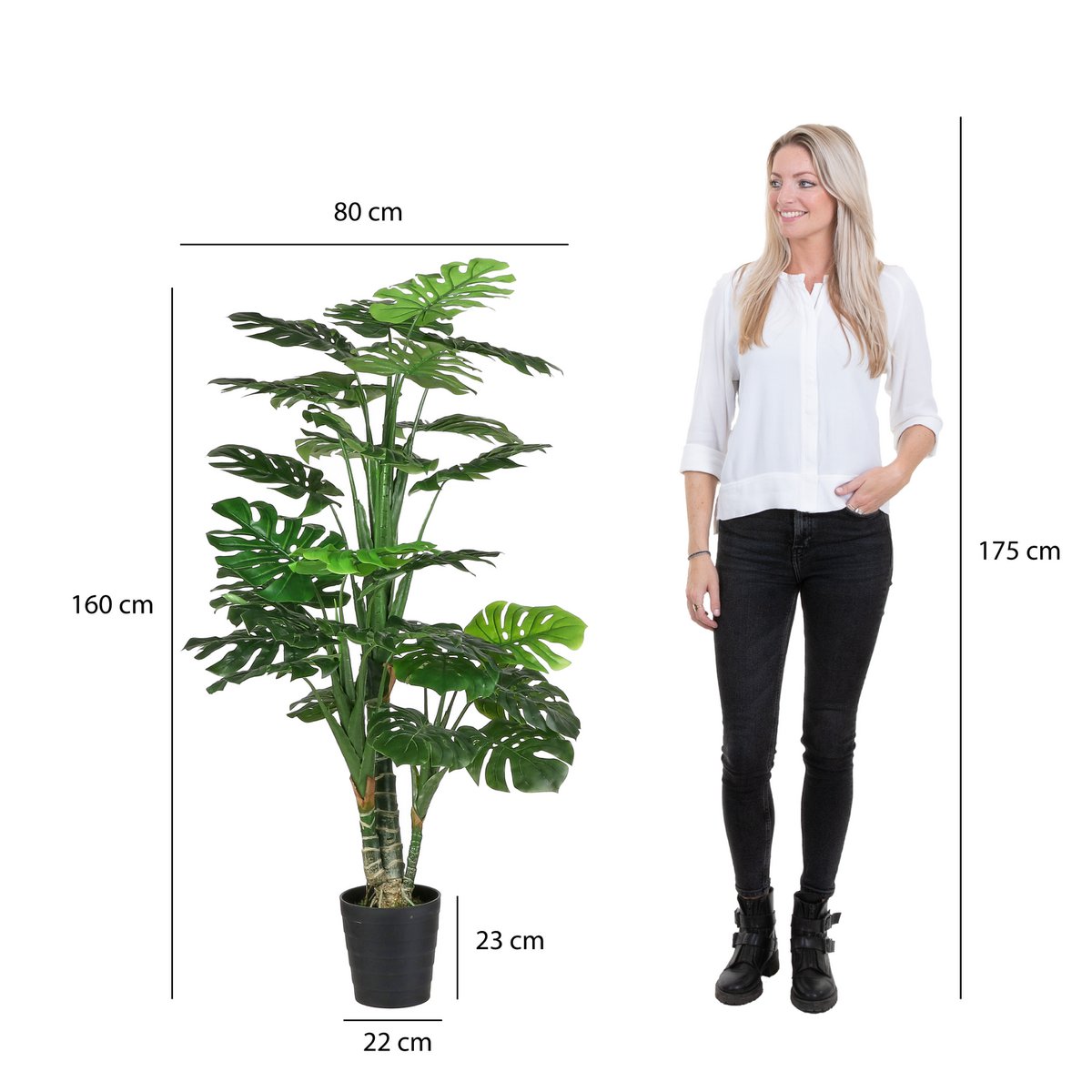 Mica Decorations - Monstera Kunstplant - H160 x Ø80 cm - Groen