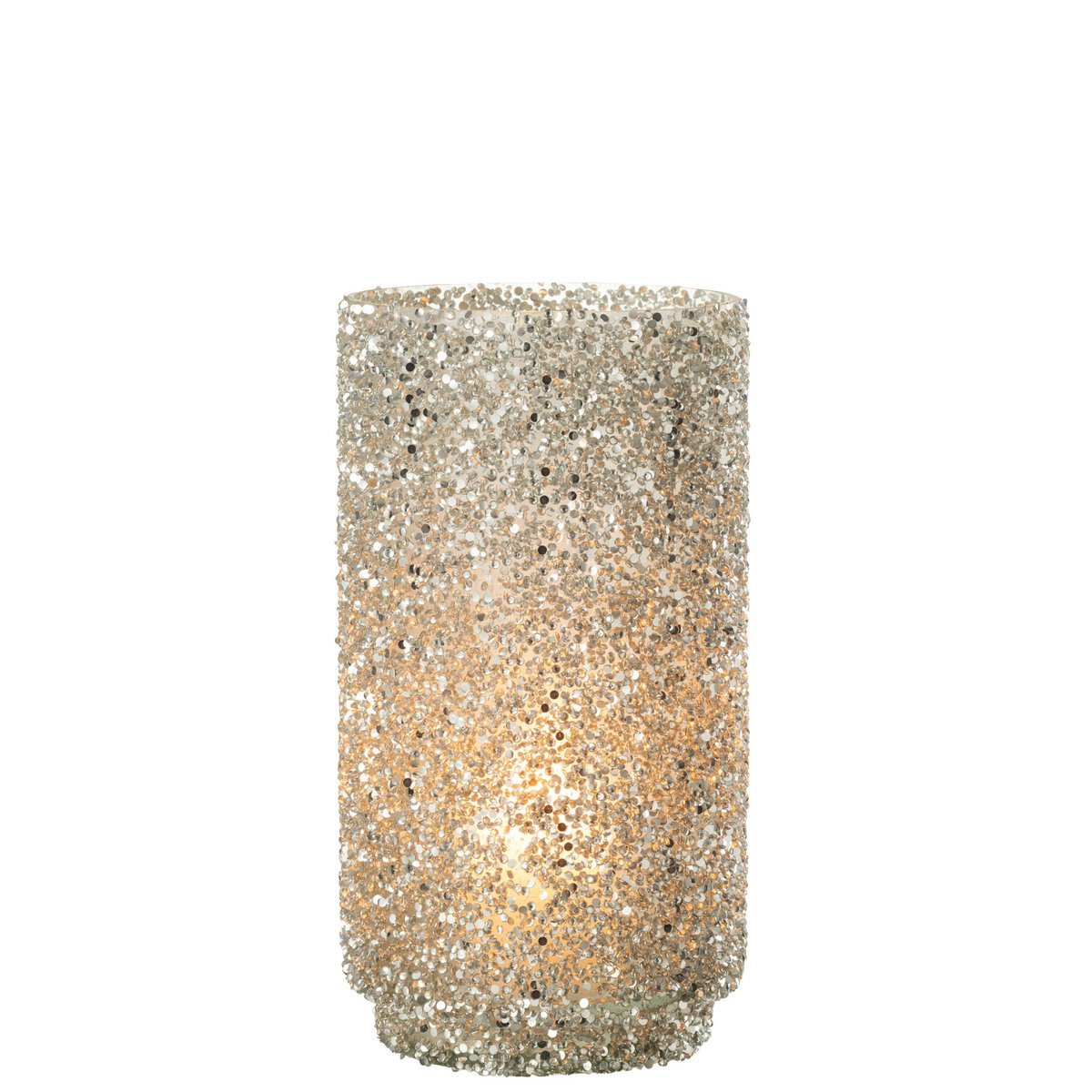 J-Line - Lantaarn Glitter - Glas - Zilver - Groot