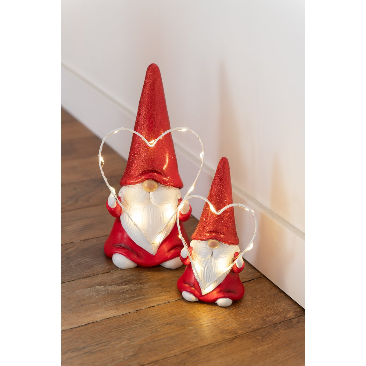 J-Line - Decoratief kerstfiguur 'Kerstman' (Maat S, LED, Wit/Rood)