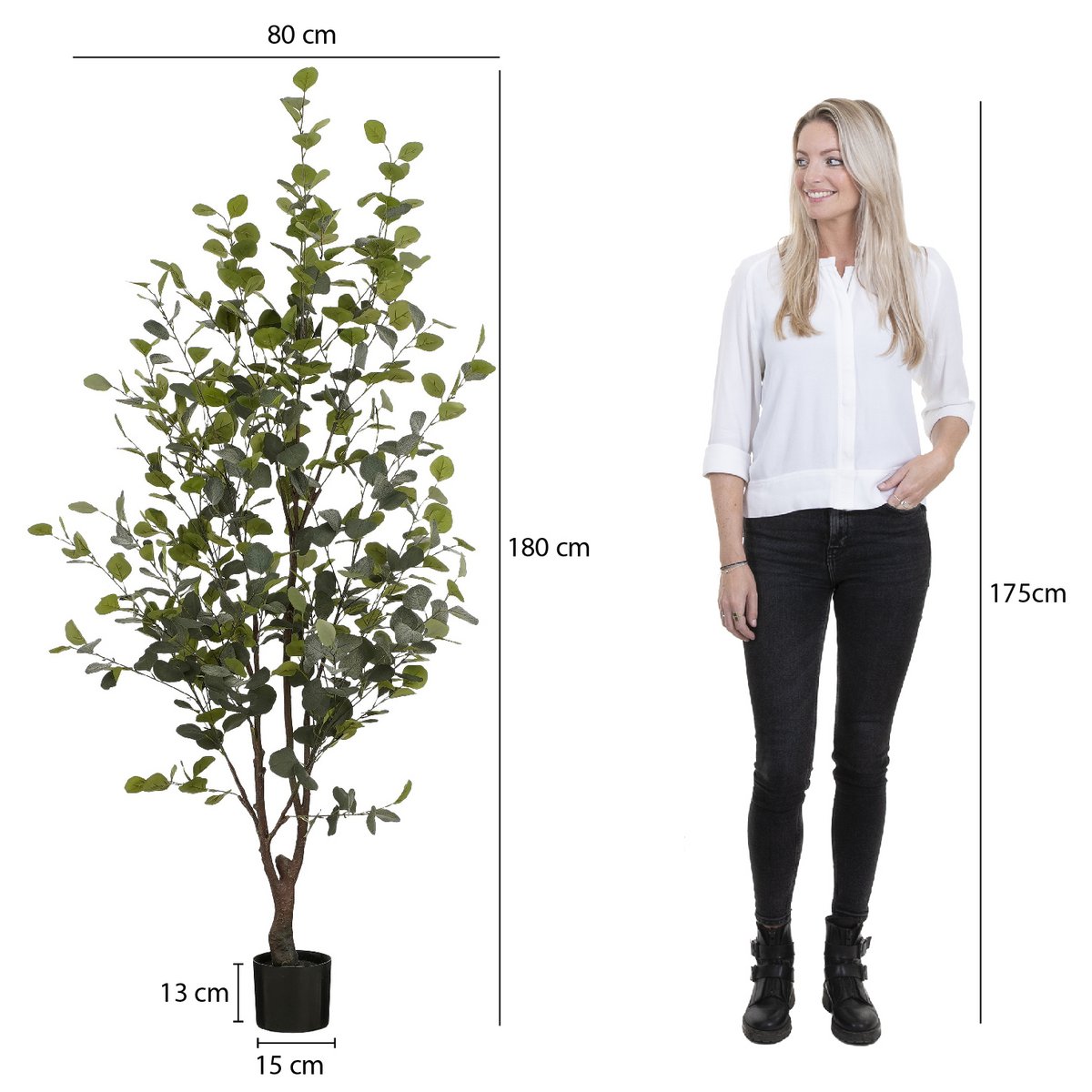 Mica Decorations - Kunstplant Eucalyptusboom in Pot - H180 x Ø80 cm - Groen