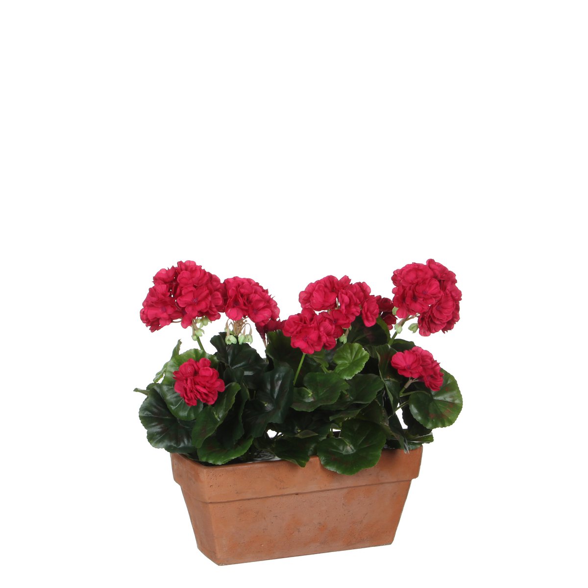 Mica Decorations - Geranium Kunstplant in Balkonbak - L29 x B13 x H40 cm - Donkerroze