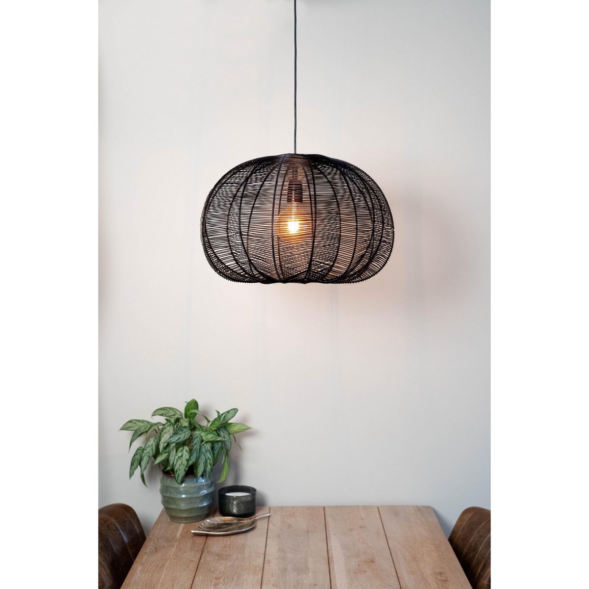 1304 Design - Hanglamp FARAH mat zwart Ø50x38cm