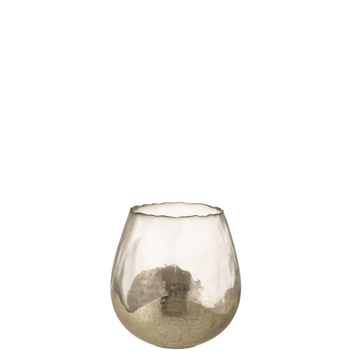 J-Line - Kaarsenhouder - Waxinelichthouder Zoe Rond - Glas - Goud - Medium