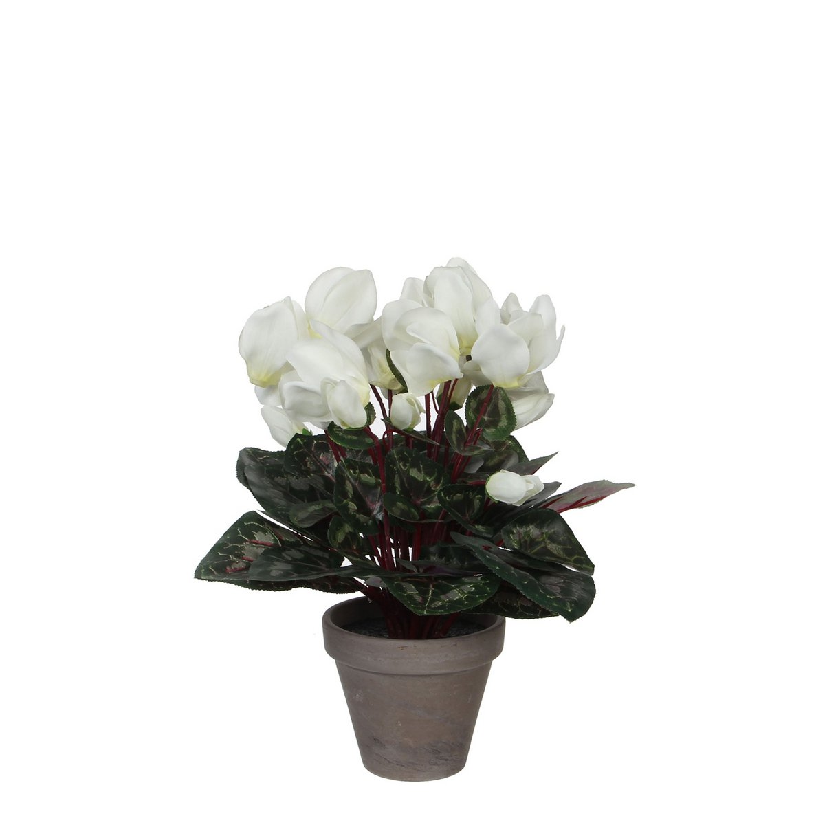 Mica Decorations - Cyclaam Kunstplant in Bloempot Stan - H30 x Ø30 cm - Wit