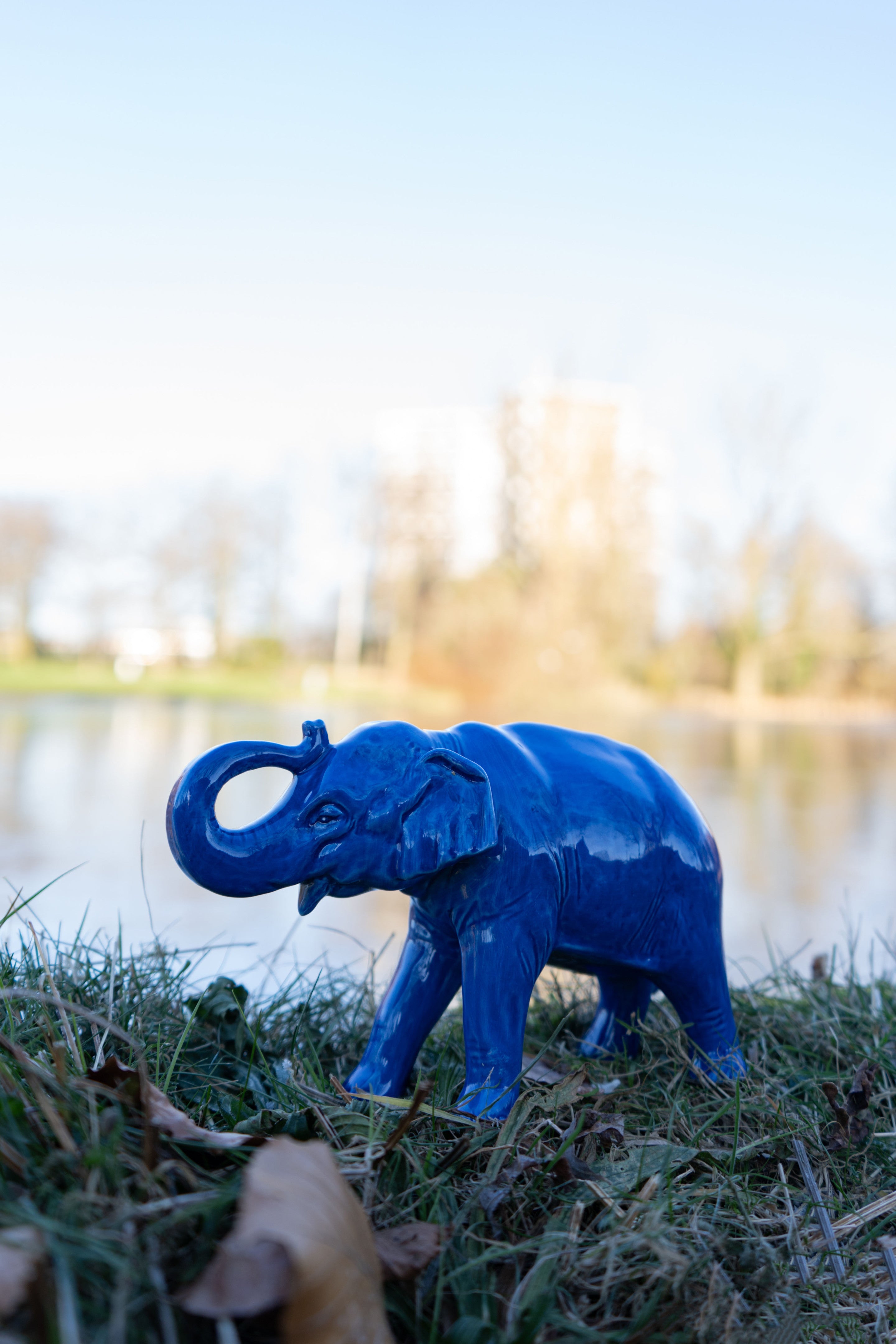 Heinen Delfts Blauw - Decoratief figuur 'Olifant'