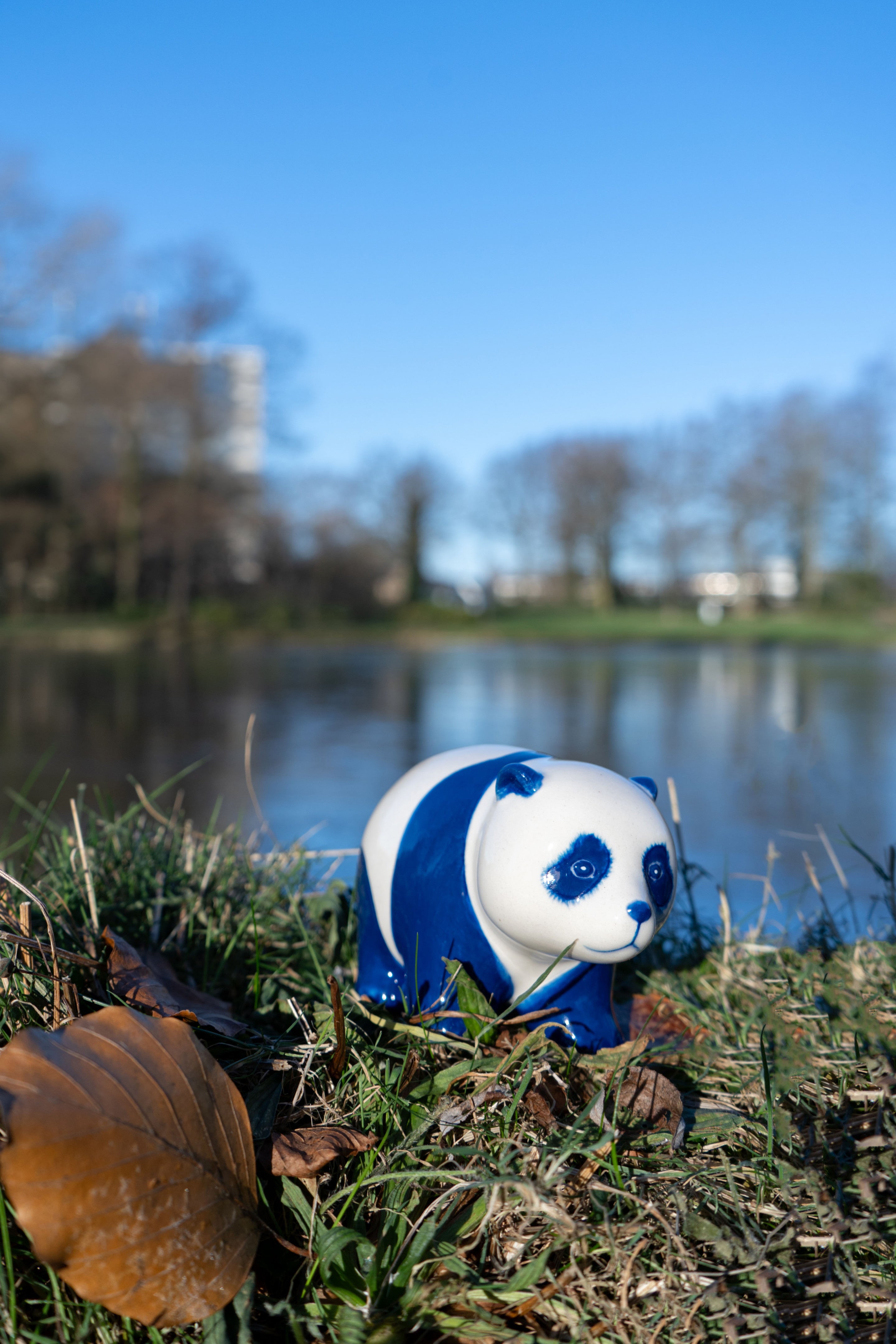 Heinen Delfts Blauw - Decoratief figuur 'Panda'