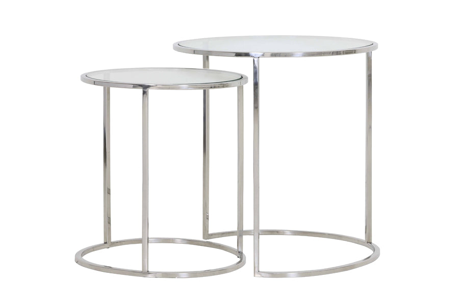 Light & Living - Bijzettafels 'Duarte' (Set van 2, Nickel, Glas)