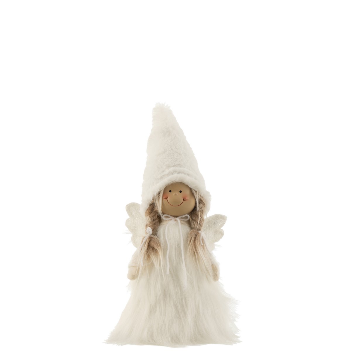 J-Line - Decoratief kerstfiguur 'Wintermeisje' (Maat M, Wit)