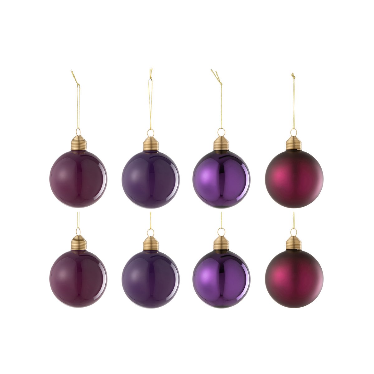 J-Line - Doos met kerstballen 'Mauve' (Set van 8, Blinkend mauve)