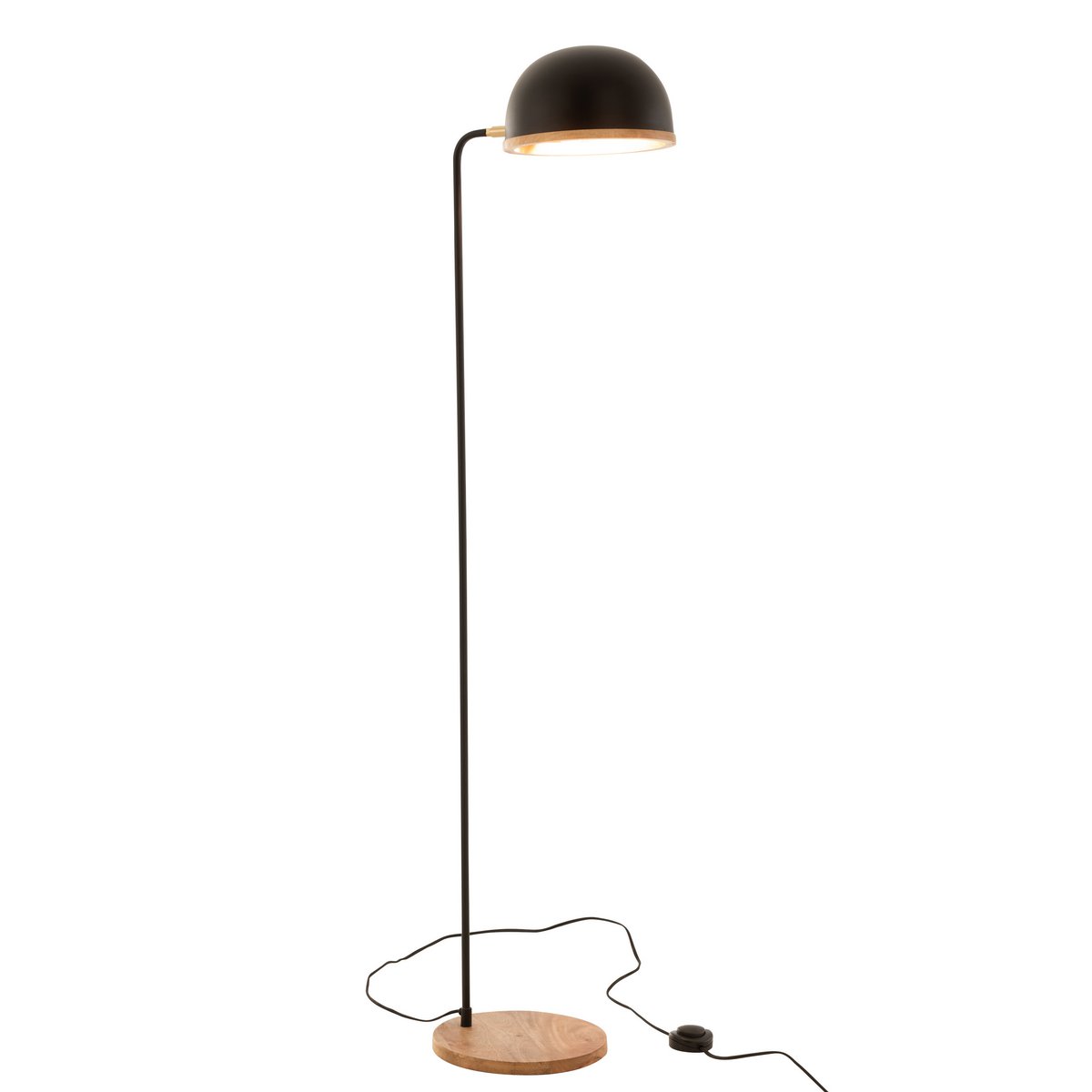 J-Line - Staande Lamp Evy - Ijzer/Hout - Zwart/Naturel