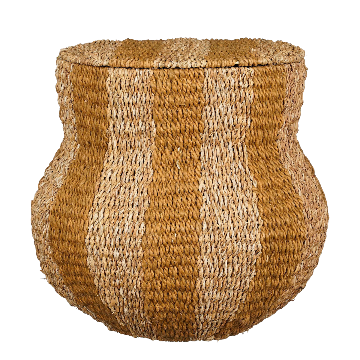 Mica Decorations - Tacoma Opbergmand met Deksel - H47 x Ø50 cm - Jute - Geel