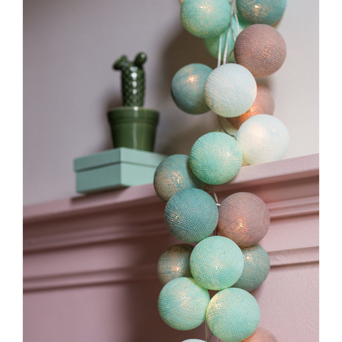 Cotton Ball Lights - Indoor regular Lichtslinger - Mint - 35 cotton balls