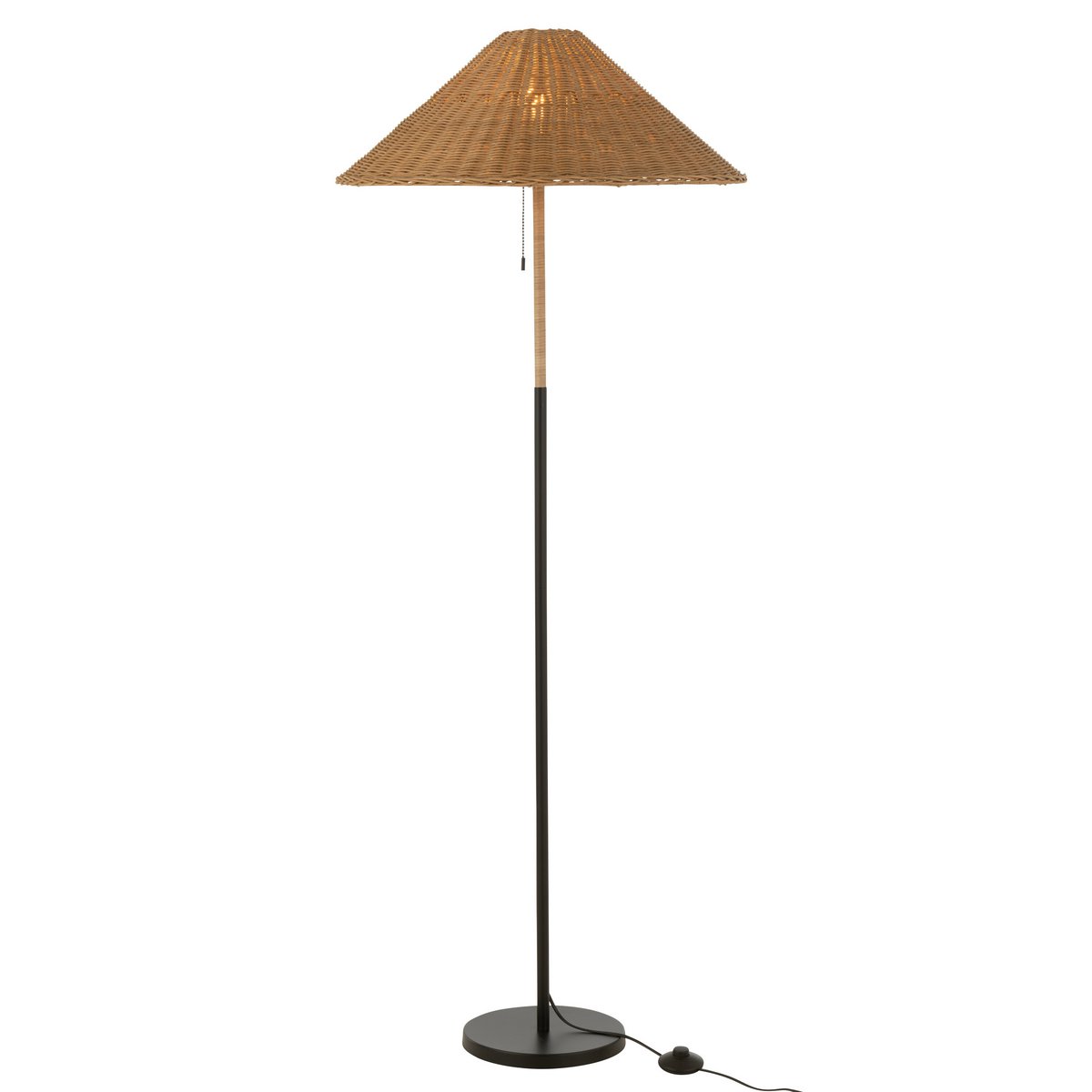 J-Line - Staande lamp 'Jax' (Zwart, Naturel)