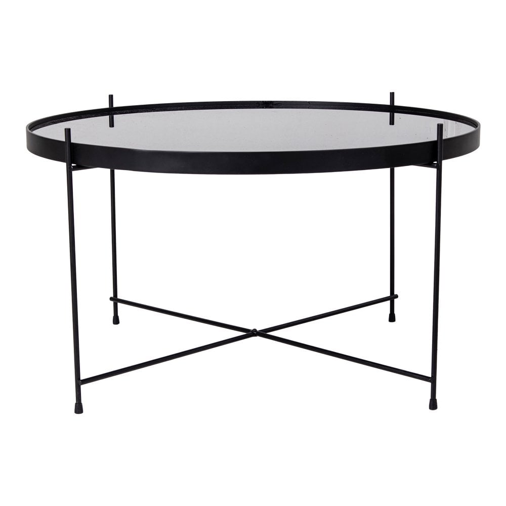 House Nordic - Venezia Salontafel - Salontafel zwart gepoedercoat staal met glas ø70xh40cm