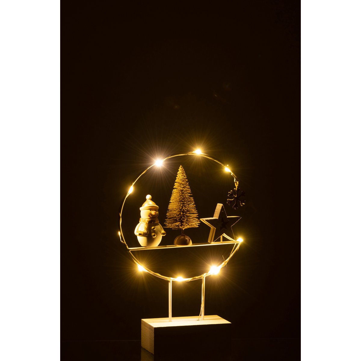 J-Line - Decoratief kerstfiguur 'Frostholm' (LED, Wit/Goud)