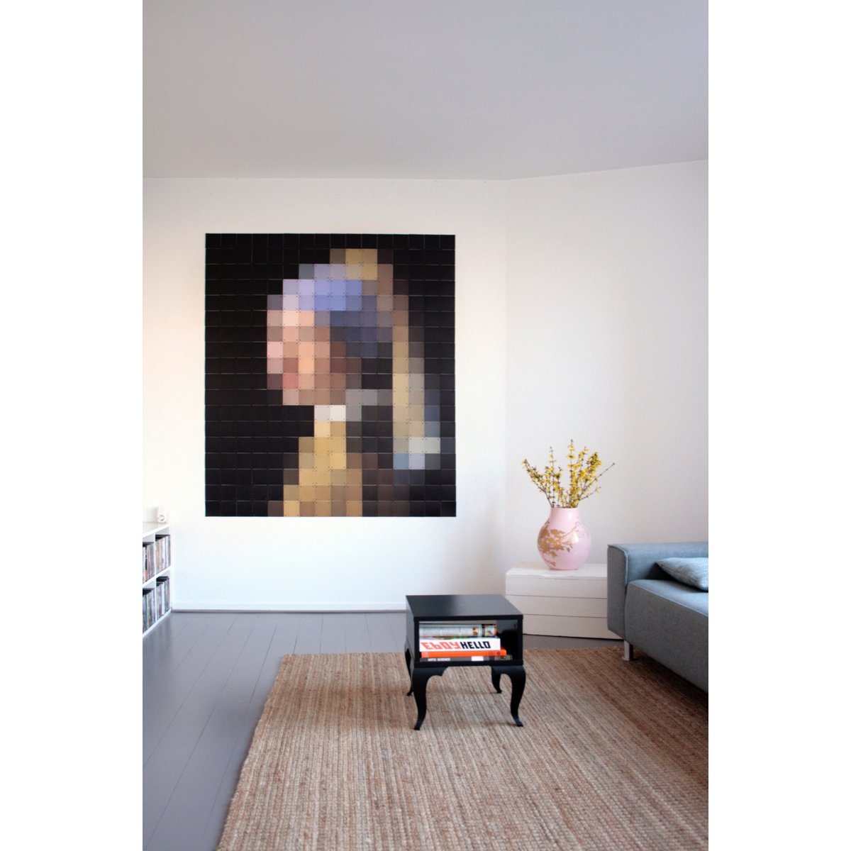 IXXI - Meisje met de parel pixel  - Poster - Wanddecoratie Wanddecoratie - Poster - Wanddecoratie - L - grey, orange