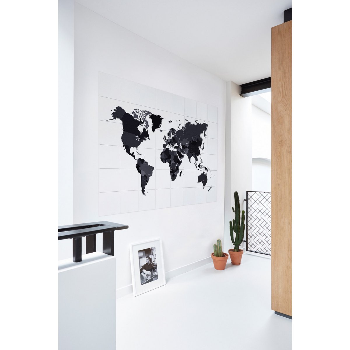 IXXI - The World zwart-wit Wall art - Poster - Wanddecoratie - L - 160x120 - black, white