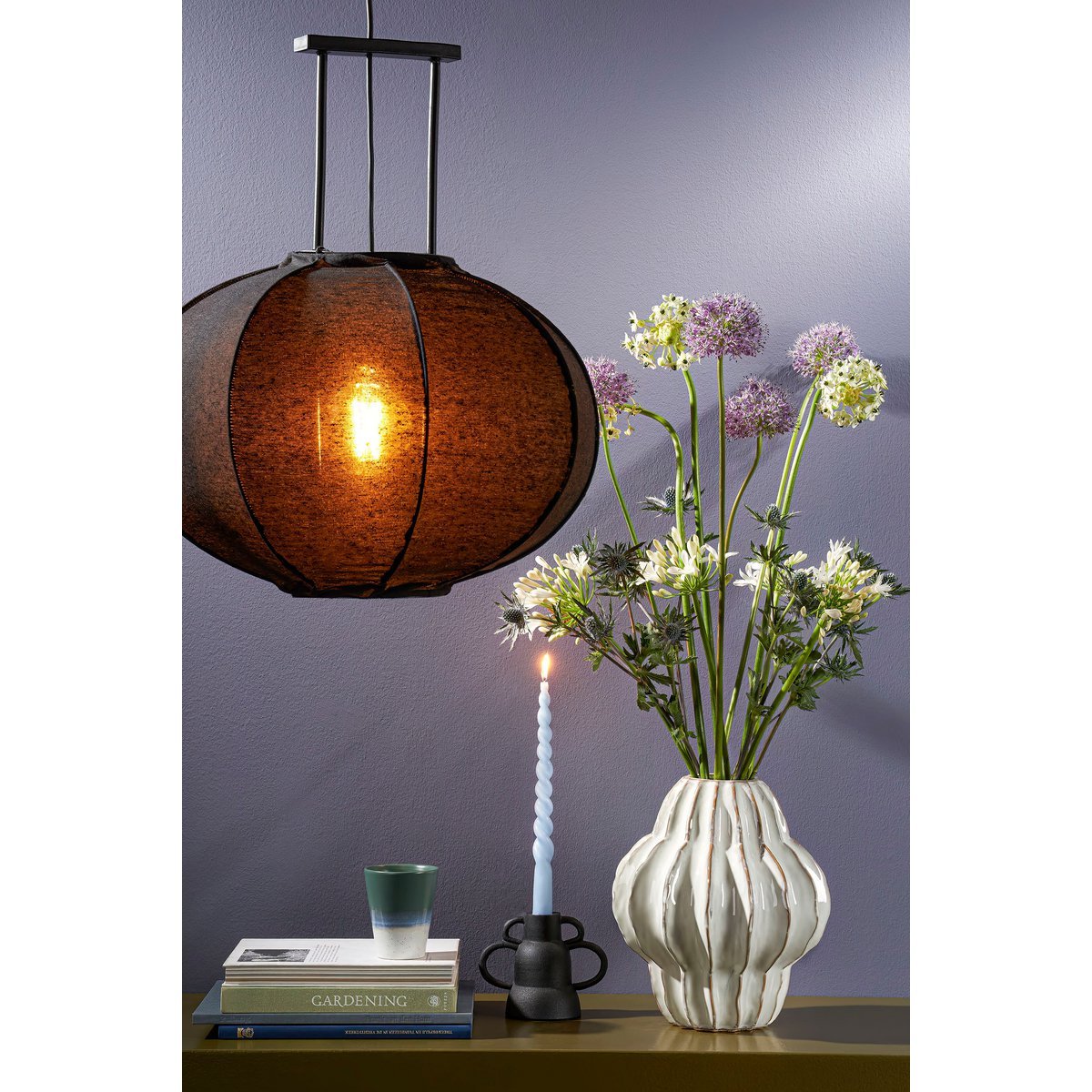 Mica Decorations - Pego Hanglamp - H55 x Ø50 cm - Linnen - Zwart