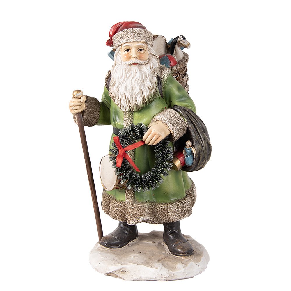 Clayre & Eef - Kerstdecoratie Beeld Groen, Polyresin 12x10x20 cm