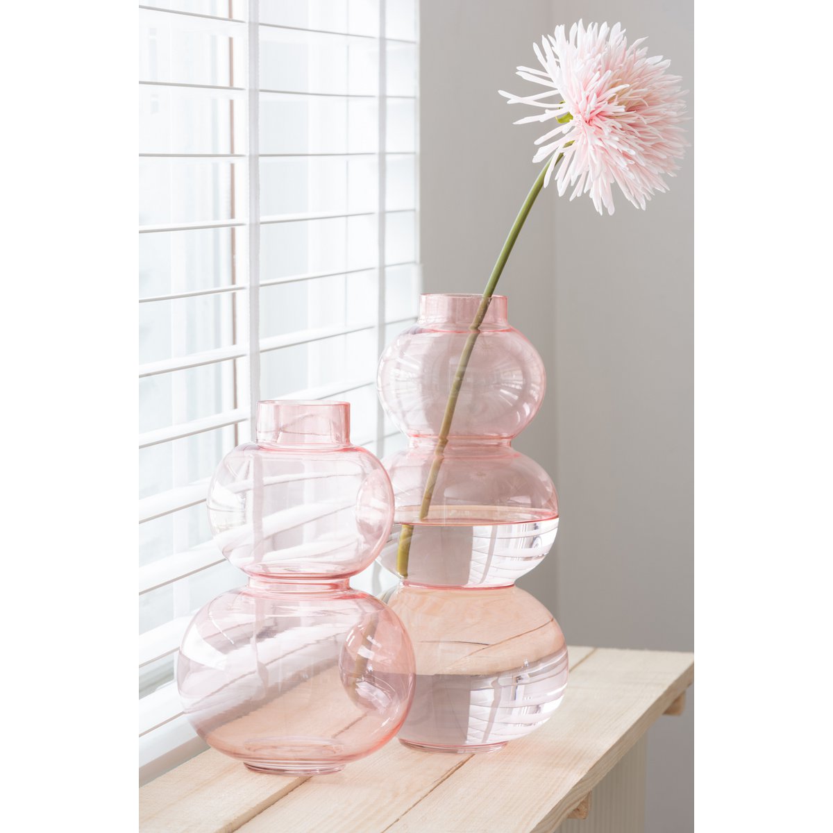 J-Line - Vaas Bol - Glas - Roze - Small - 28.50cm Hoog