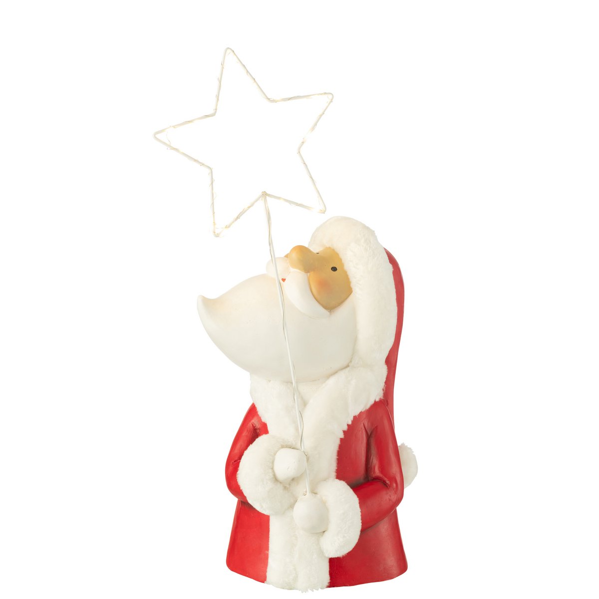 J-Line - Decoratief kerstfiguur 'Kerstman' (Maat L, LED, Wit/Rood)