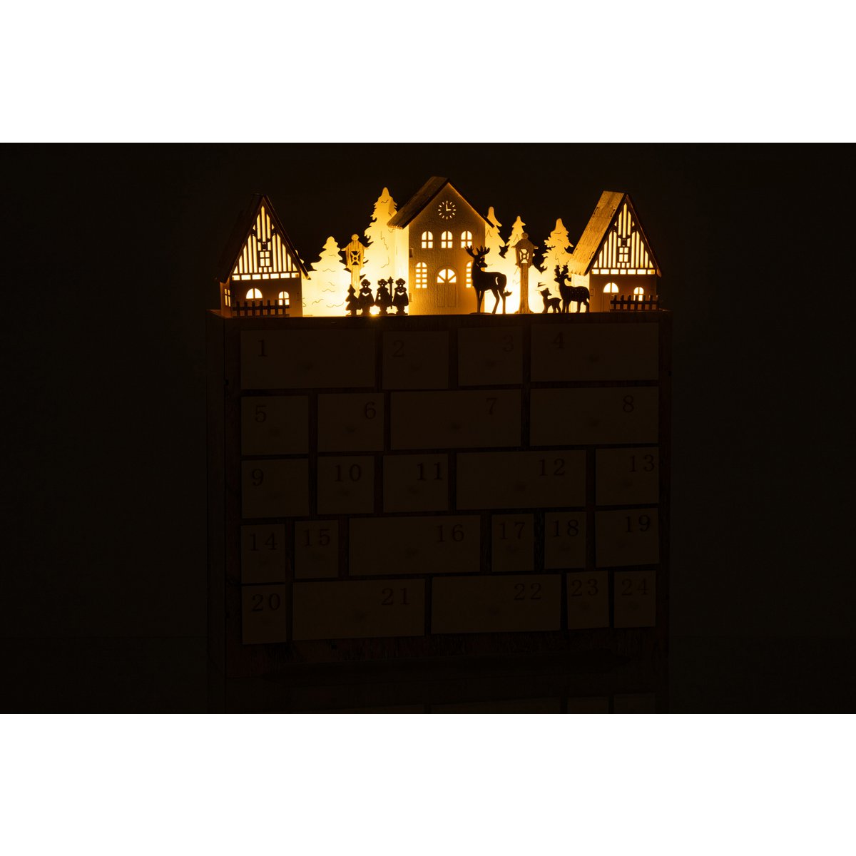 J-Line - Adventskalender met lichtjes 'Asta' (Beige, 40cm)