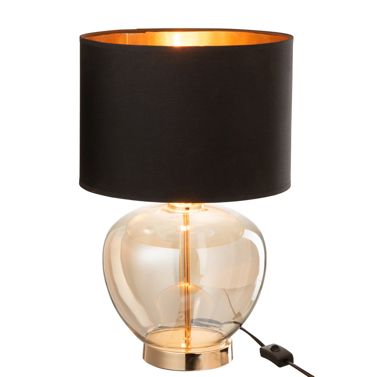 J-Line - Lamp Transparant Glas/Textiel Goud/Zwart