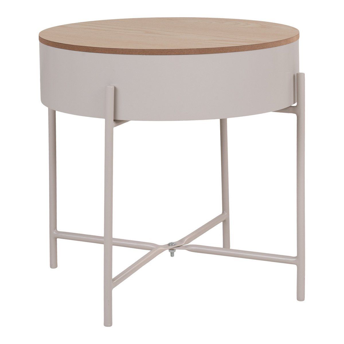 House Nordic - Sisco Side Table - Bijzettafel in beige-lichtgrijs gepoedercoat staal, Ø40x40 cm