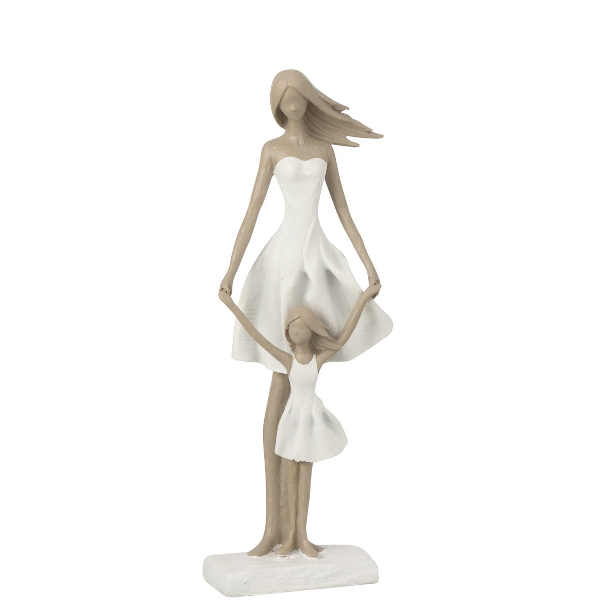 J-Line - Figuur Moeder Met Dochter - Polyresin - Wit/Taupe - Large