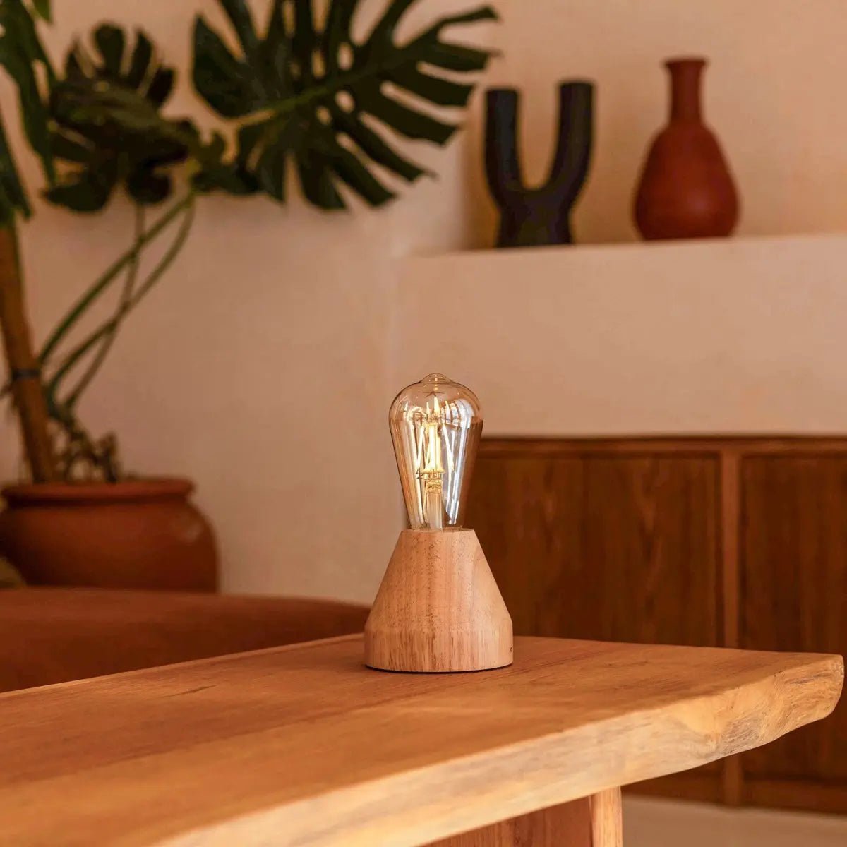 Tavellio-Amsterdam - Zavi lichtbruine oplaadbare LED-tafellamp | Dimbaar en draagbaar | Batterijduur van 80 uur