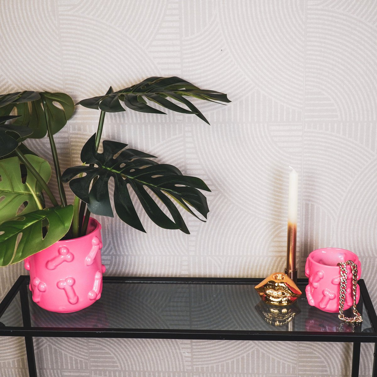 Housevitamin - Pot - Dick - Keramiek - Roze - 17,5x17,5x17,5cm