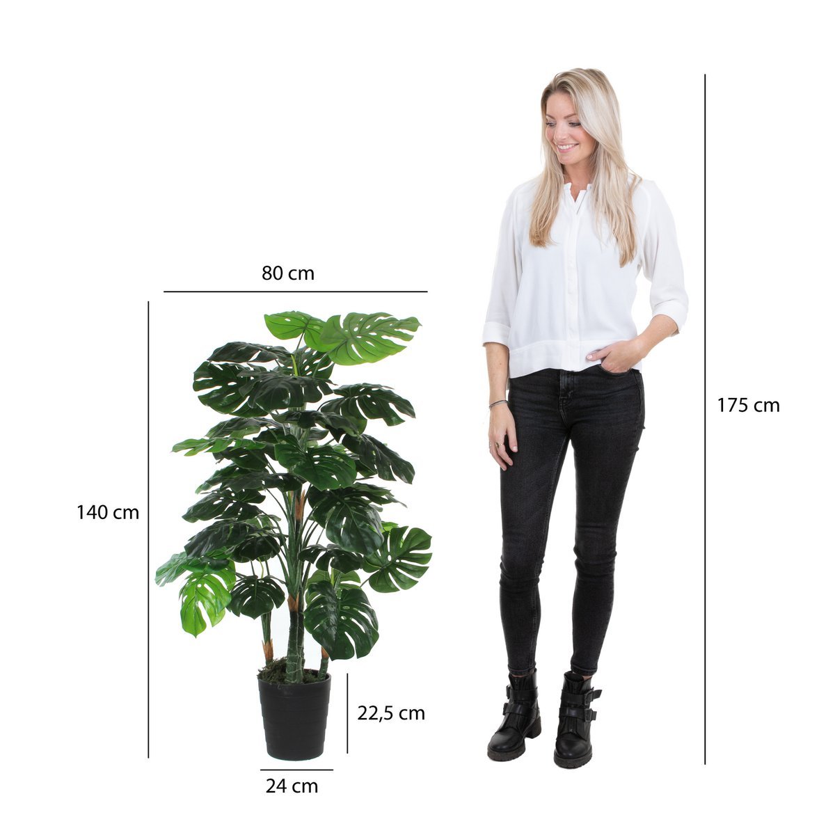 Mica Decorations - Monstera Kunstplant - H140 x Ø80 cm - Groen