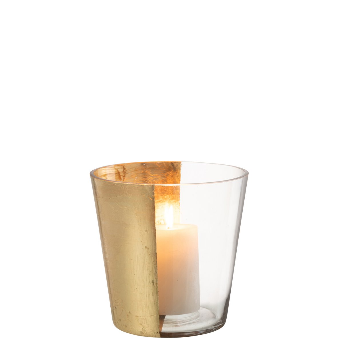 J-Line - Windlicht Boe Glas Transparant/Goud Medium