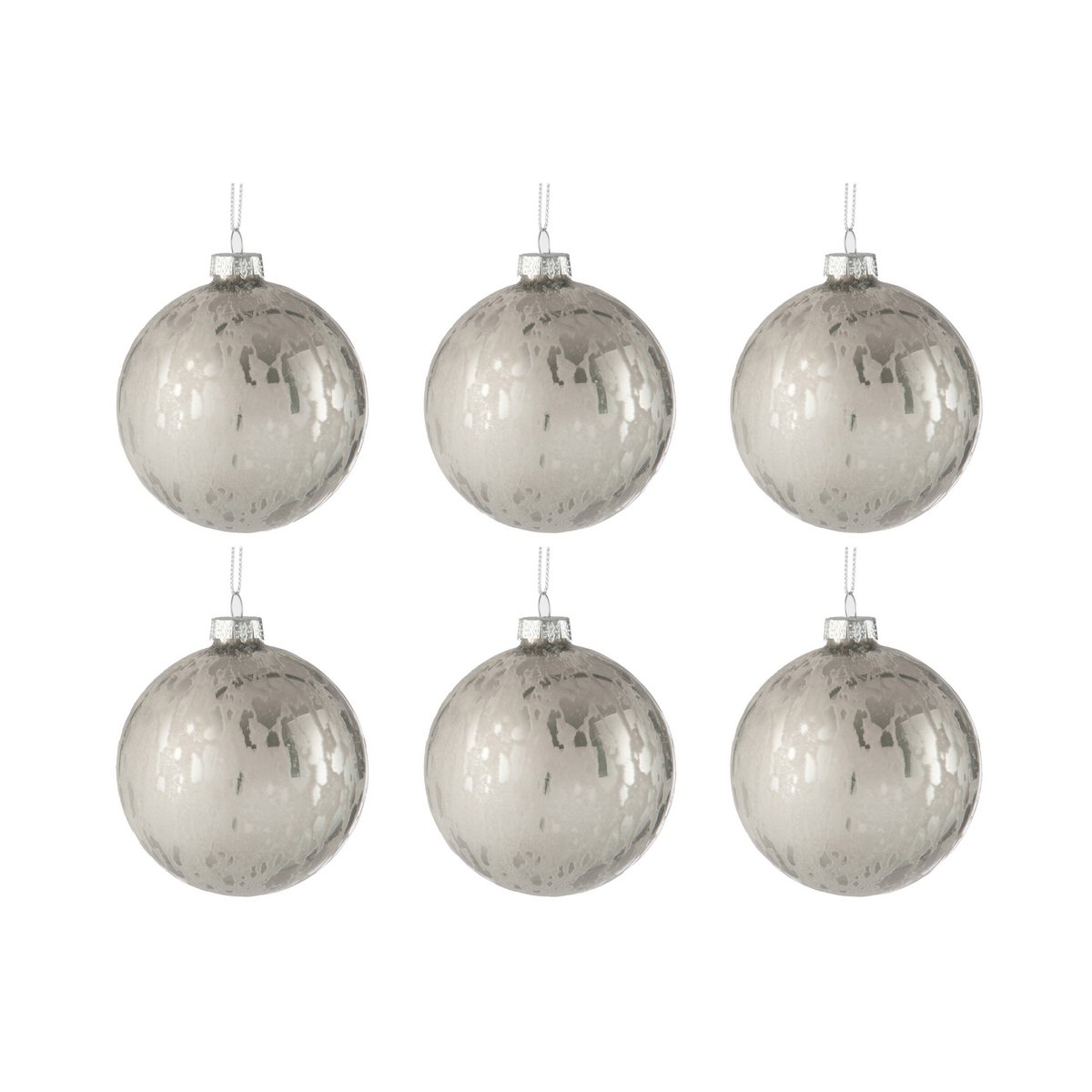 J-Line - Doos met kerstballen 'Espen' (Set van 6, Mat)