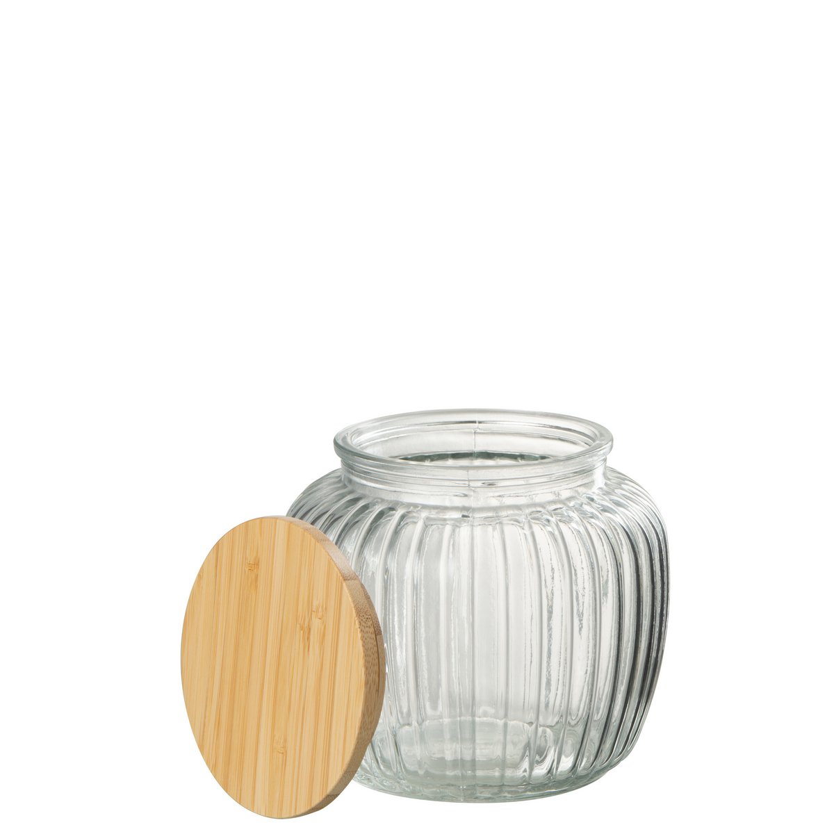 J-Line - Pot In Glas Louis Glas/Bamboo Transparant/Naturel Small