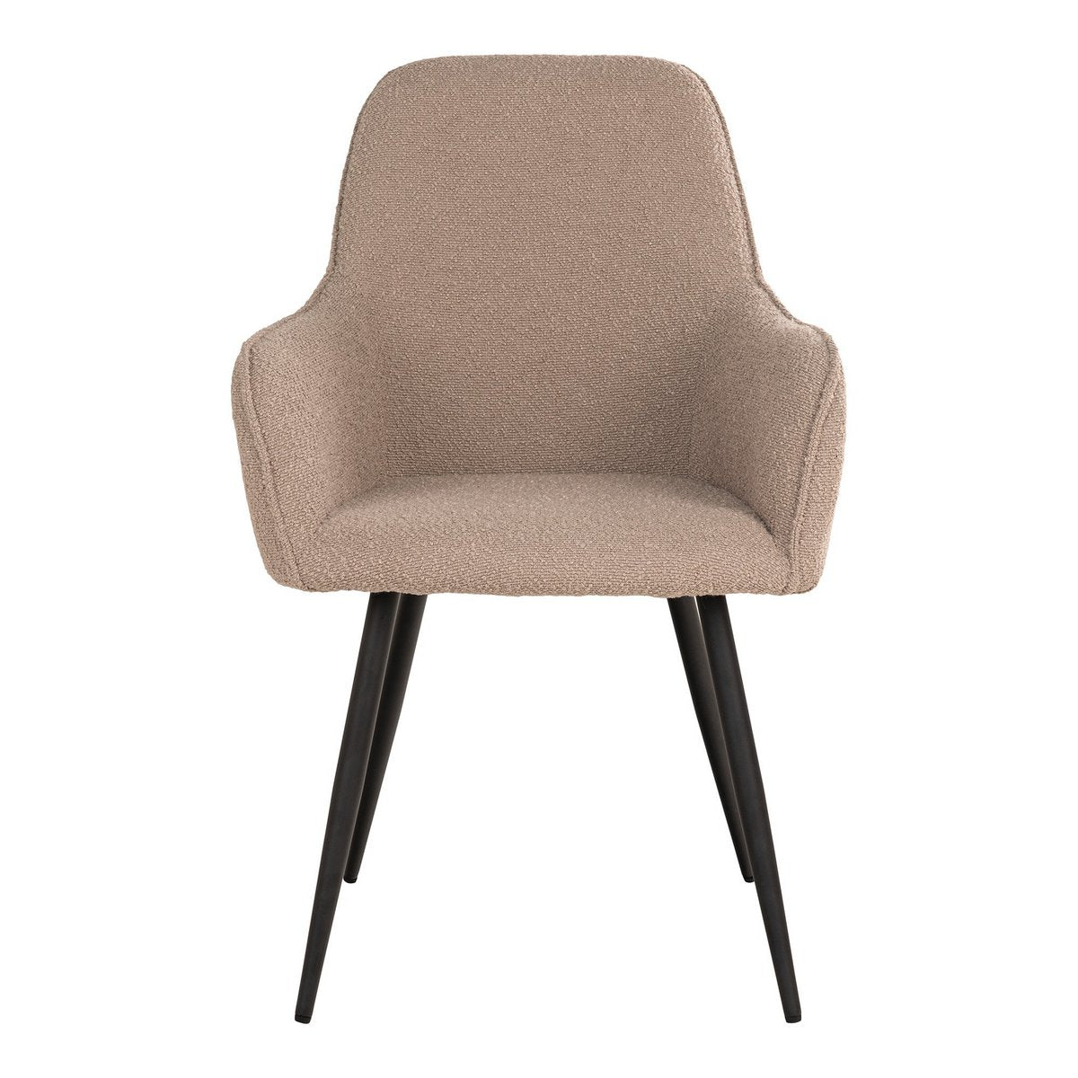 House Nordic - Harbo Dining Chair - Eetkamerstoel in bouclé, beige met zwarte poten, HN1233 - Set van 2