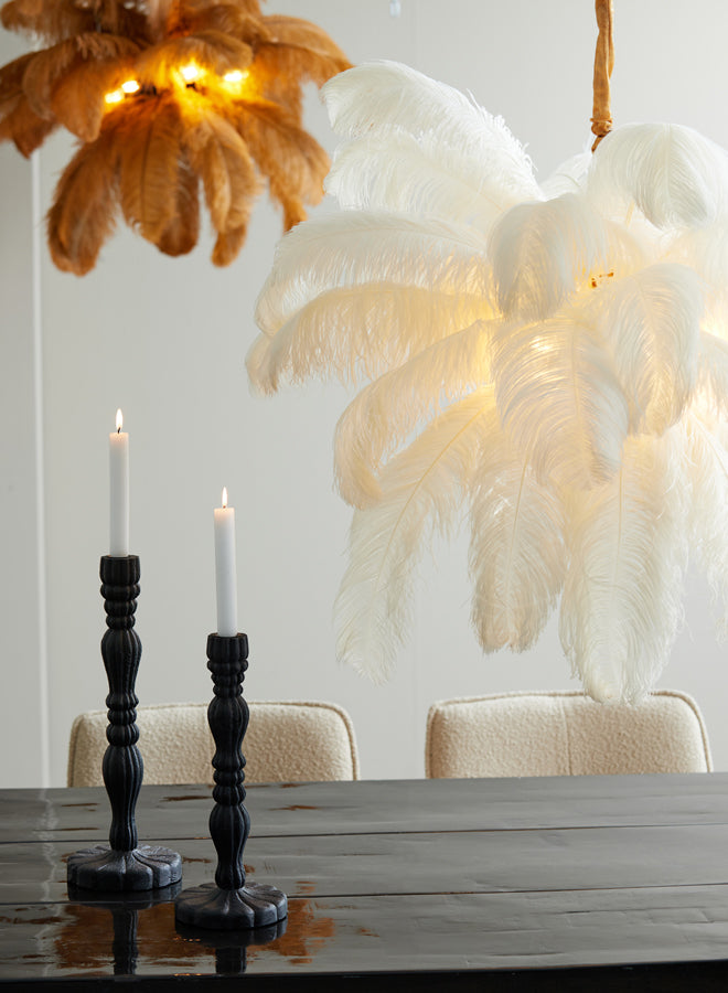 Light & Living - Hanglamp 'Feather' (Zwart & Caramel)