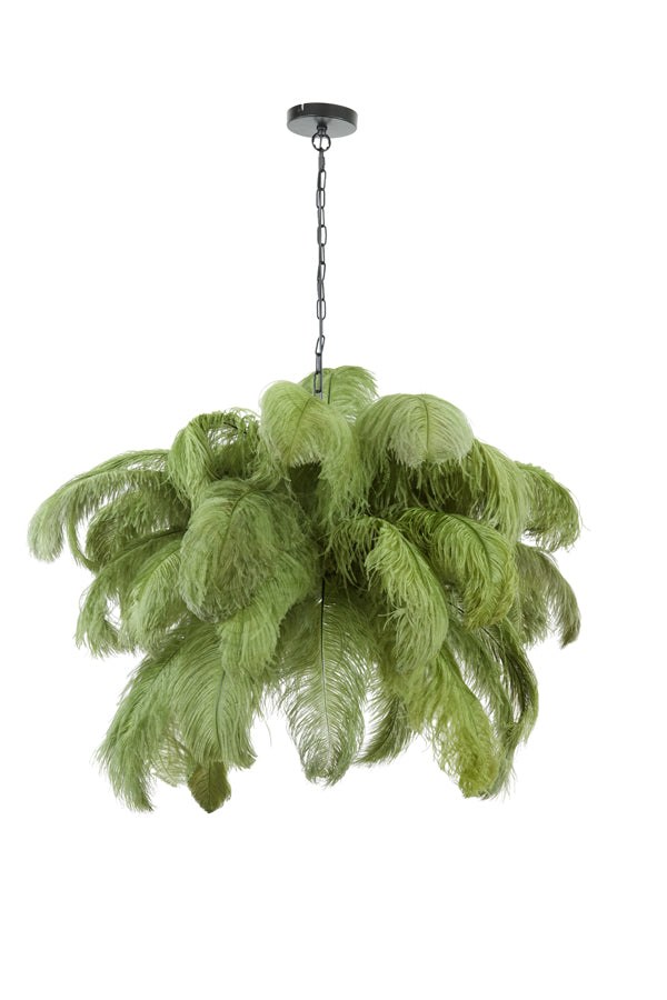 Light & Living - Hanglamp 'Feather' (Zwart & Olive Green)