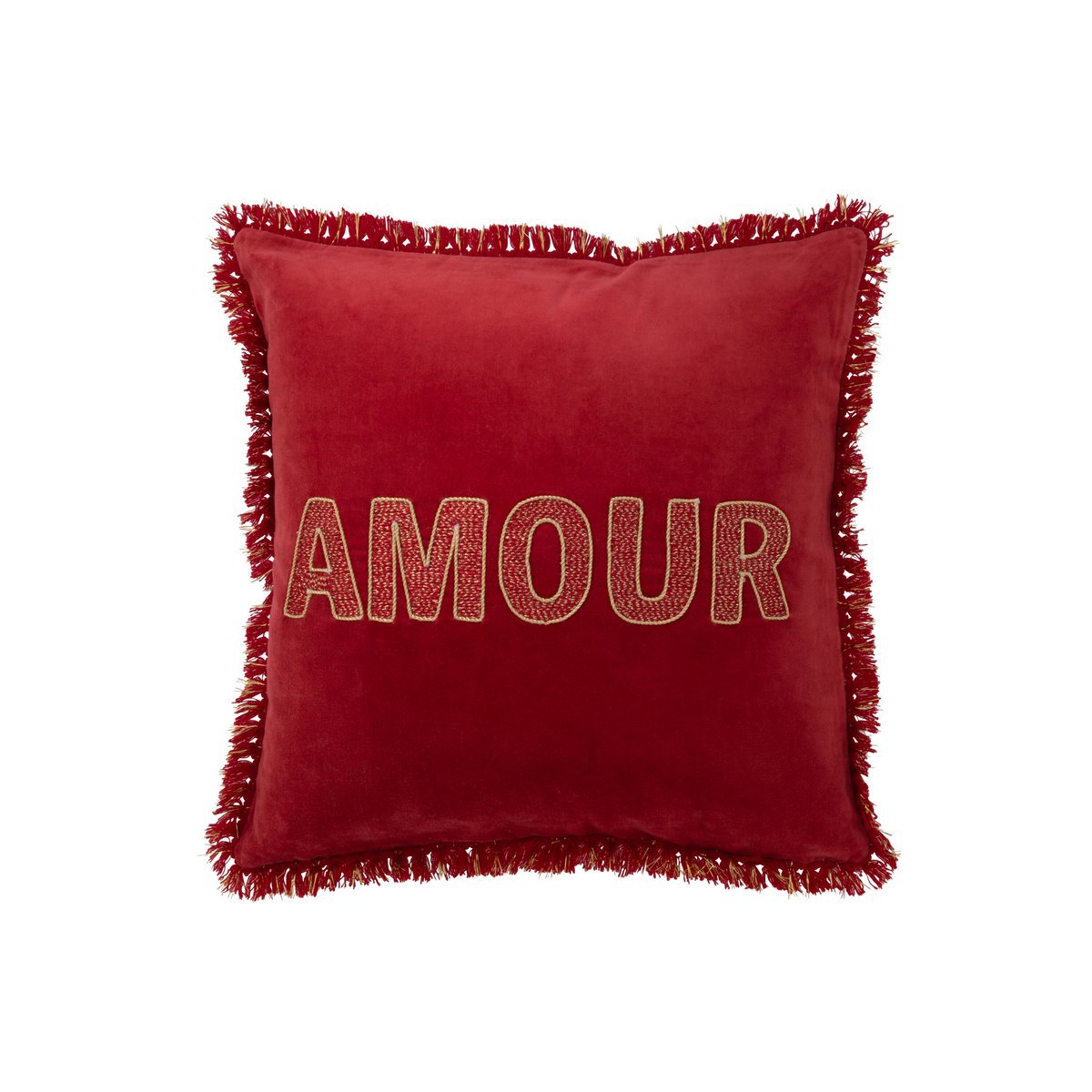 J-Line - Sierkussen Amour - Textiel - Rood/Goud