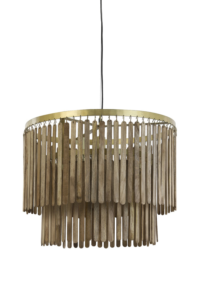 Light & Living - Hanglamp 'Gularo' (Hout, Bruin & Bronze)