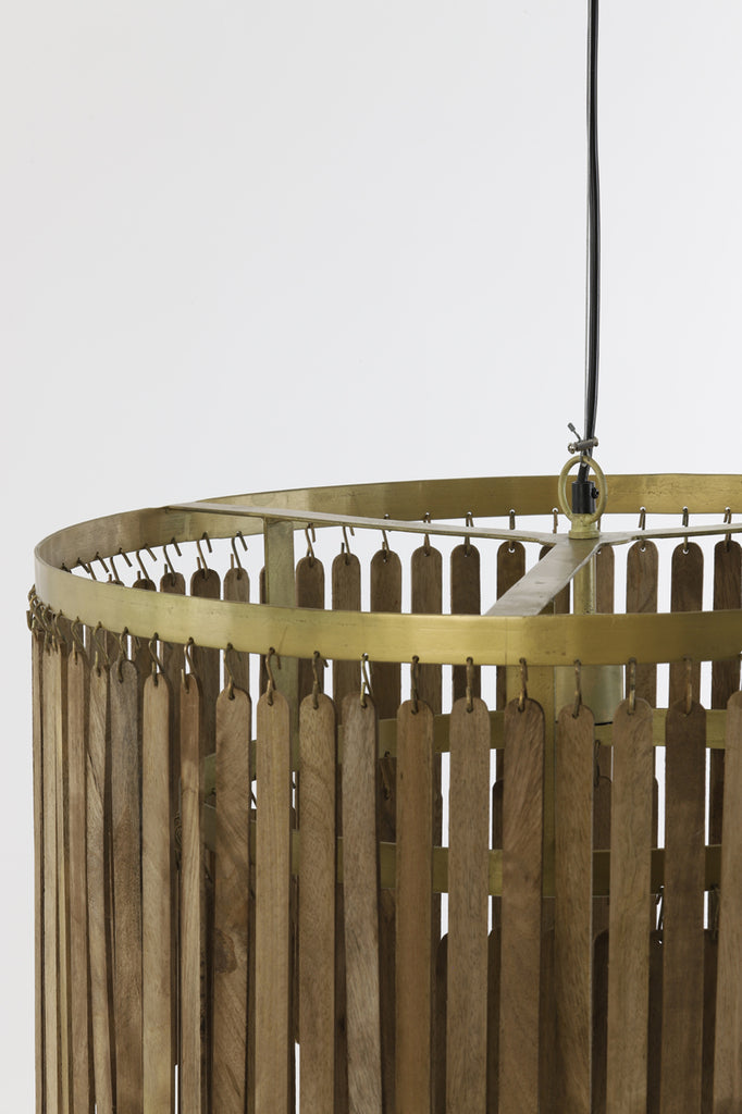 Light & Living - Hanglamp 'Gularo' (Hout, Bruin & Bronze)