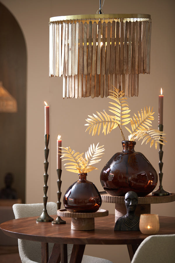 Light & Living - Hanglamp 'Gularo' (Hout, Bruin & Bronze)