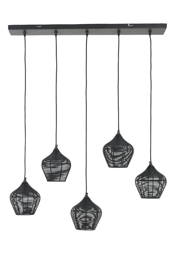 Light & Living - Hanglamp 'Alvaro' (5 stuks, glas, Matzwart)